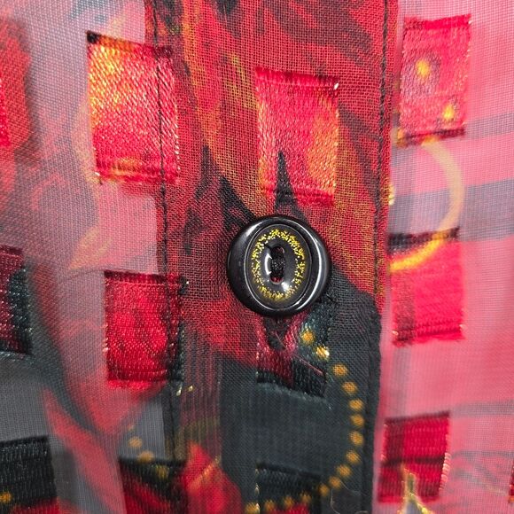 Draper's & Damon's Christmas Holiday Burnout Button-up Blouse Top Size 3x - Picture 4 of 7